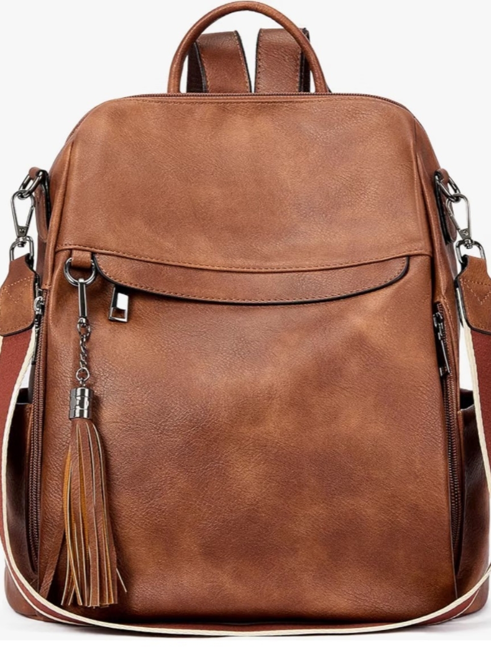 Telena Travel Backpack Tote - Brown Faux Leather